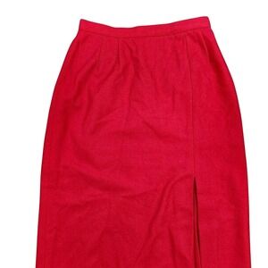 Vintage Sasson Paris Wool Blend Pencil Skirt Red Size 8 Petite  Front Slit